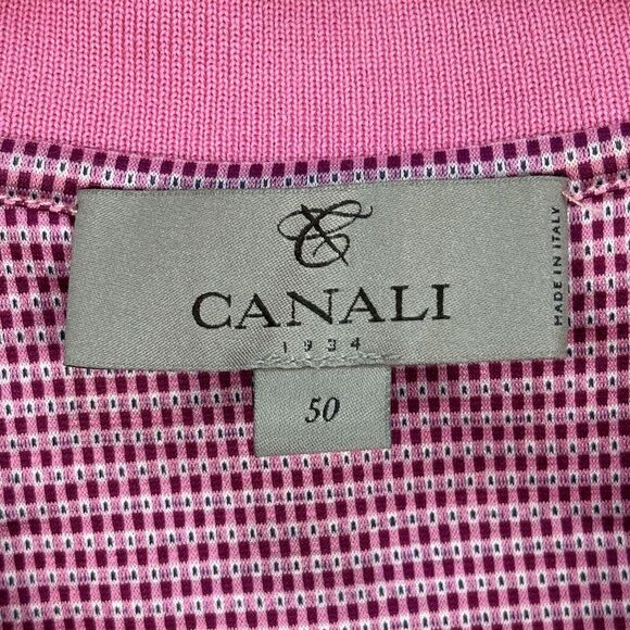 CANALI 1934 Geometric Polo Shirt Mens 50 Small Short Sleeve Italy Mauve Purple - Picture 8 of 11